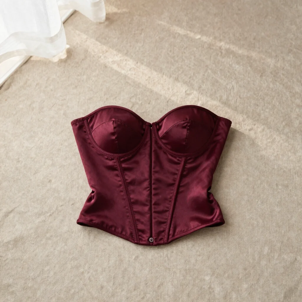 Corset Estructurado en Satín Ciruela